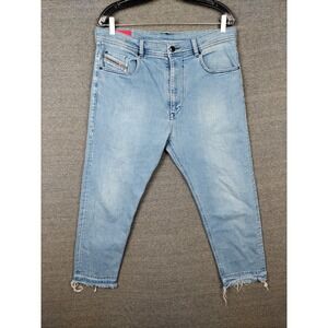 Diesel Jeans‎ Mens 32 Light Blue Tapered Distressed Raw Hem Italian Denim Pants